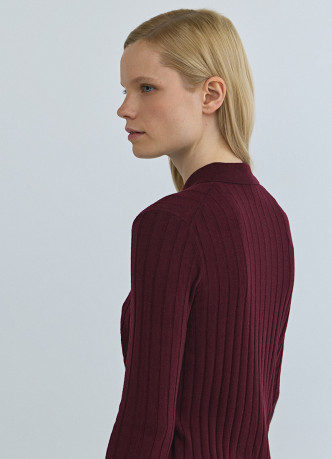 Кардиган в рубчик с шерстью