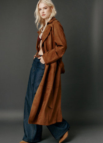 Тренч из искусственной замши