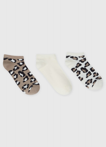 носки короткие с принтом симпсоны Короткие носки с леопардовым принтом, 3 пары, Белый