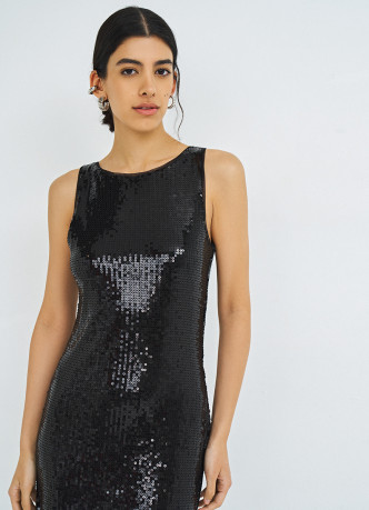 Платье миди с пайетками
