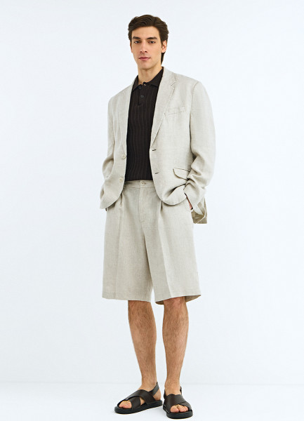 Шорты-бермуды изо льна, Бежевый