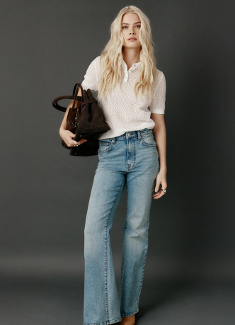 Джемпер поло из ажурной пряжи