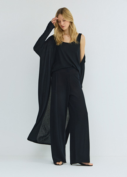 Удлинённый кардиган из лиоцелла и шёлка, Черный