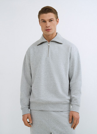 Свитшот с воротником-стойкой на молнии