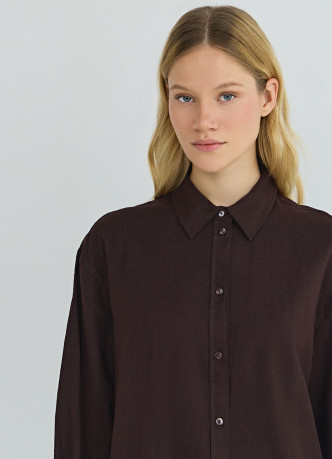 Рубашка с длинным рукавом из смесового льна