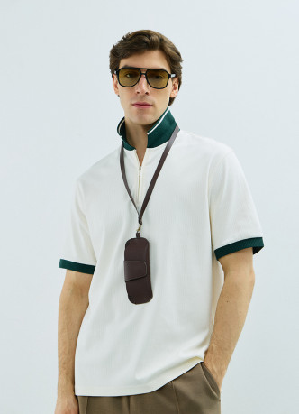 Поло с контрастным воротником на молнии