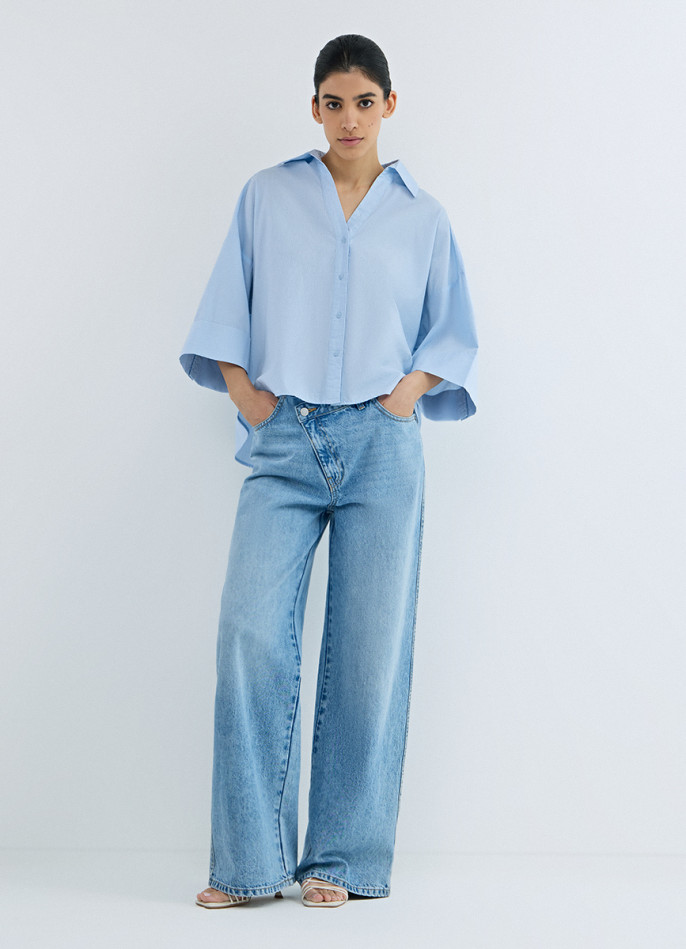 Рубашка в полоску с рукавом 3/4