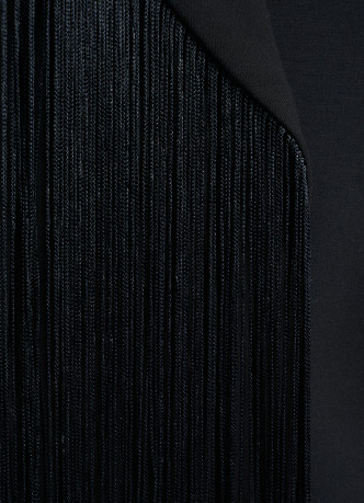 Двубортный жакет с отделкой из бахромы