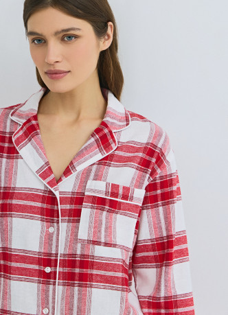 Пижамная рубашка в клетку из фланели