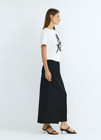 Льняная юбка миди с запахом