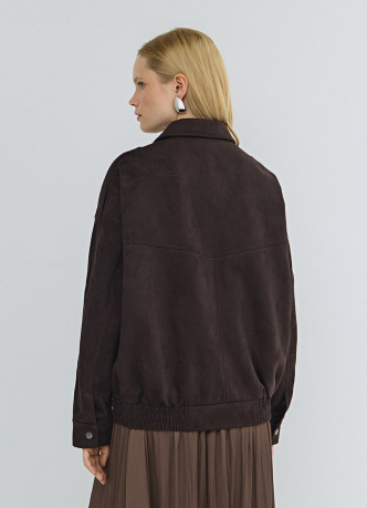 Бомбер из искусственной замши