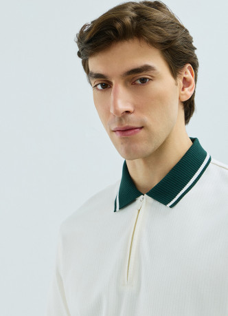 Поло с контрастным воротником на молнии