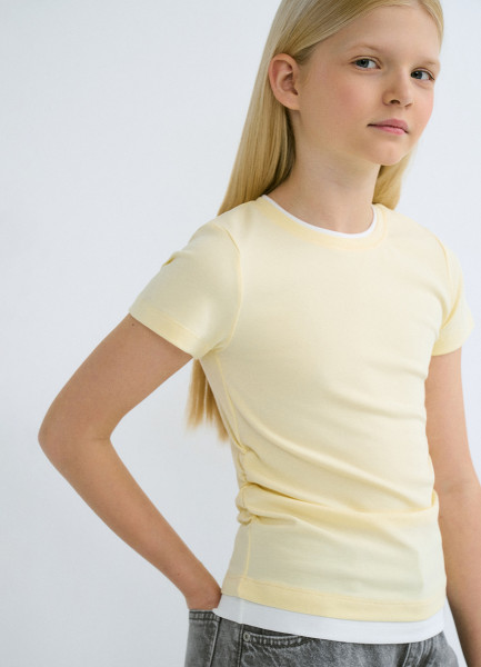 

Футболка со сборками для девочек, Желтый