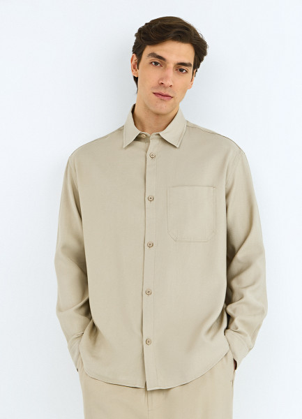 Рубашка из вискозы, Бежевый