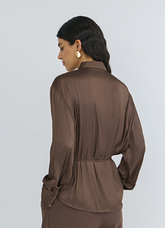 Блузка из сатина с поясом