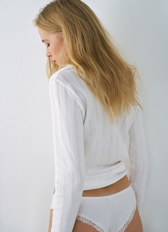 Пижамный лонгслив из ажурного трикотажа