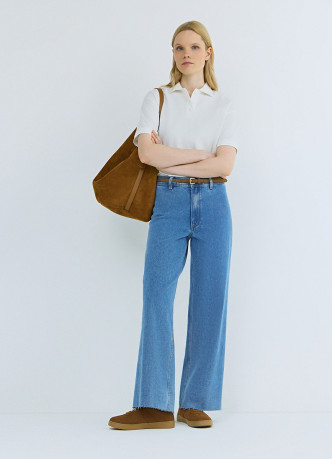 Укороченные широкие джинсы