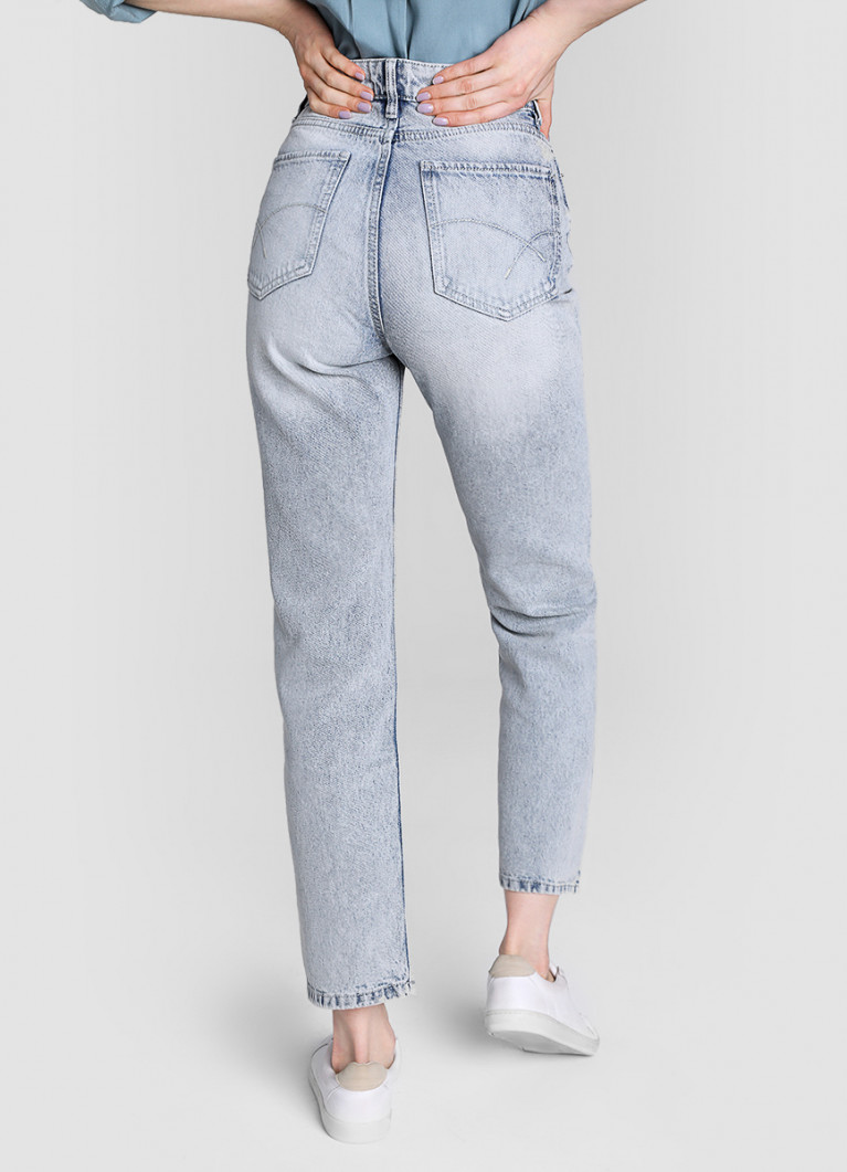 Прямые женские джинсы с высокой посадкой фото