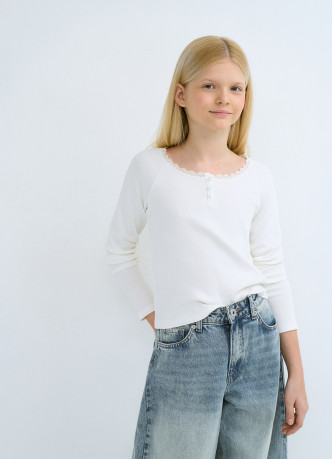 Лонгслив в рубчик для девочек