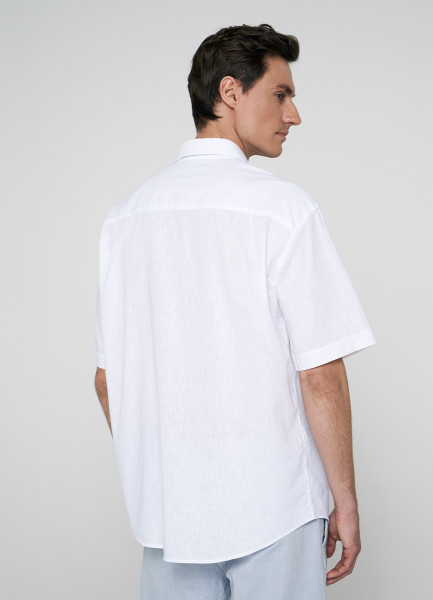 Рубашка из хлопока и льна, Белый O`Stin MS46A6O02-00, размер 50-52 - фото 3