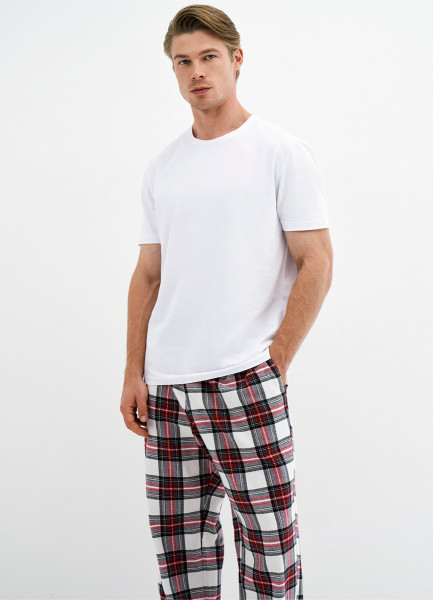 Пижамные брюки в клетку из фланели 32235600299 Красный, размер 54, 56,50, 52, фото 4