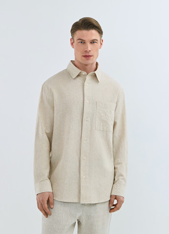 Рубашка изо льна и хлопка с карманом