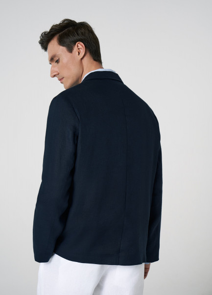 Льняной пиджак, Синий O`Stin MB46A1O02-68, размер 48 - фото 4