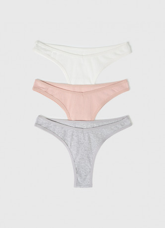 Трусы-бразилиана в рубчик, 3 шт.