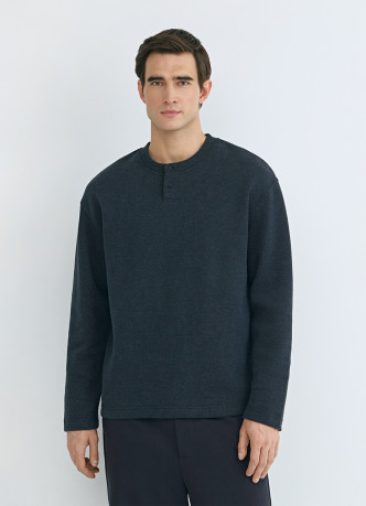 Свитшот с вырезом хенли