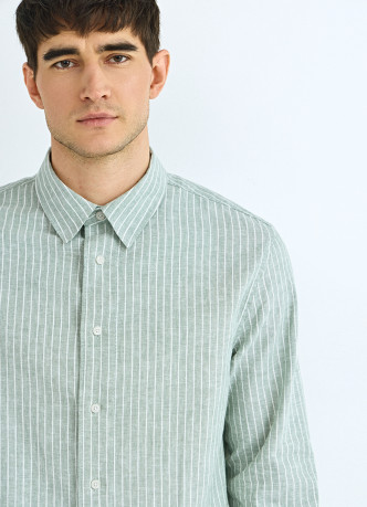 Рубашка в полоску из смесового льна