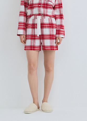 Пижамные шорты в клетку из фланели