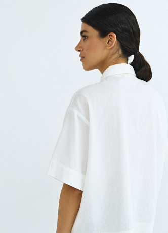 Рубашка изо льна и хлопка с коротким рукавом