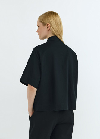 Рубашка изо льна и хлопка с коротким рукавом