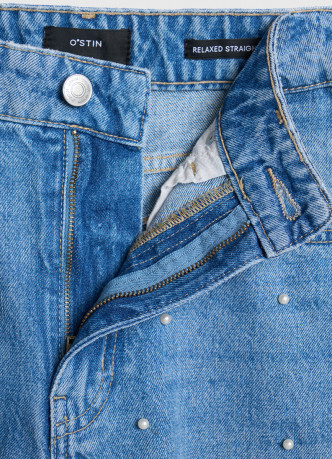 Прямые джинсы с жемчужинами