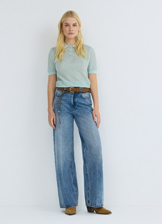 Широкие джинсы Wide leg с ремнём