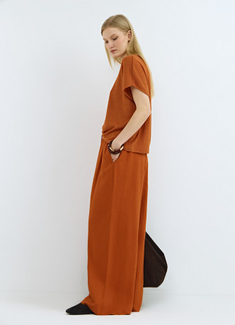 Широкие льняные брюки