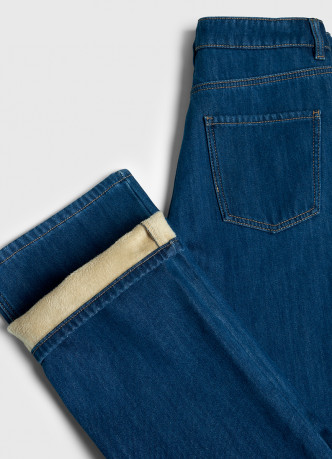 Прямые утеплённые джинсы