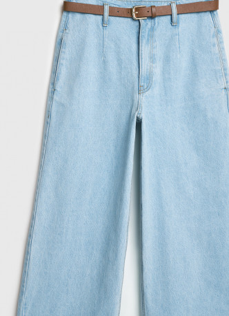 Укороченные джинсы Wide leg с ремнём