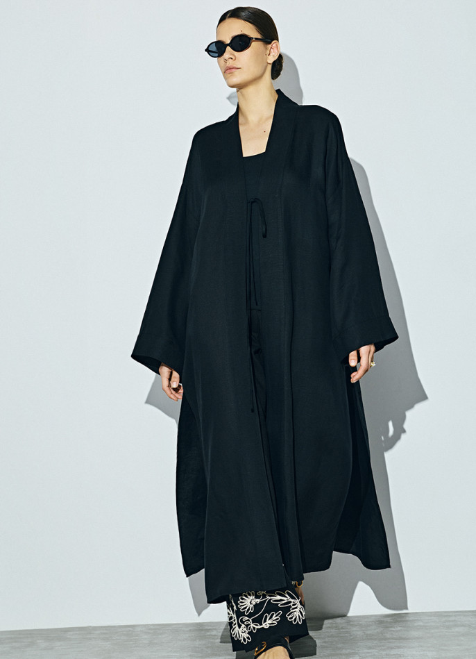 Кимоно на завязках из вискозы и льна