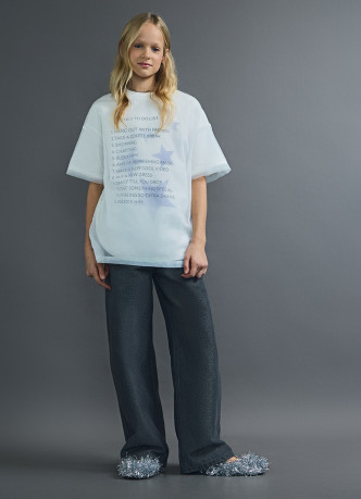 Джинсы Straight с люрексом для девочек