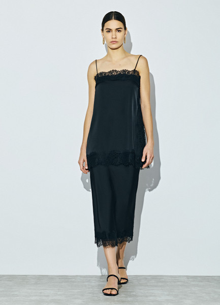 

Атласная юбка с кружевом, Черный