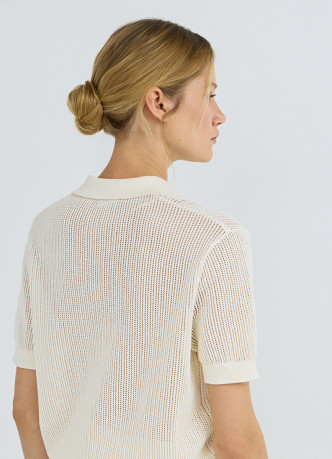 Джемпер поло из ажурной пряжи