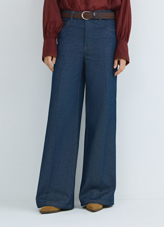 Широкие джинсы Wide leg с плетёным ремнём