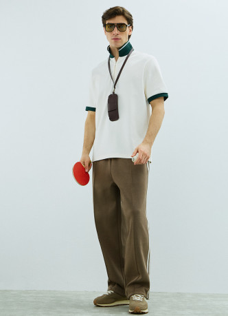 Поло с контрастным воротником на молнии