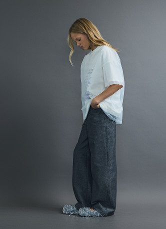 Джинсы Straight с люрексом для девочек