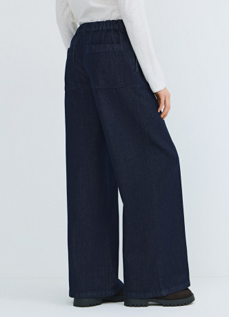 Широкие джинсы с поясом на резинке