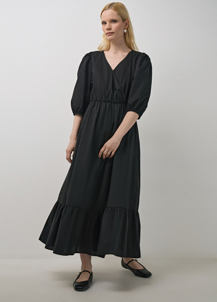 Хлопковое платье А-силуэта, Черный O`Stin LR469BO02-99, размер 46 - фото 5
