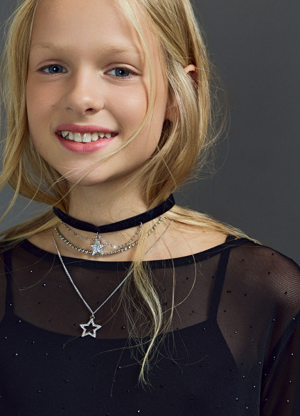 

Набор чокеров для девочек, 2 шт., Серебряный