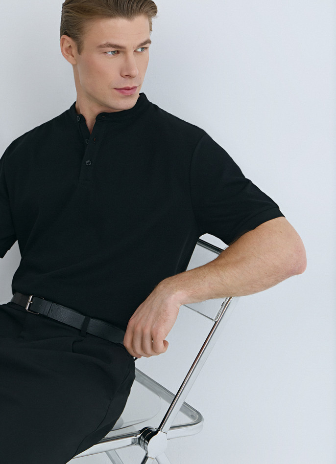 Поло с воротником-стойкой