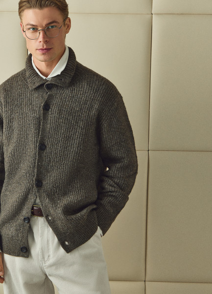 

Кардиган с содержанием шерсти, Коричневый